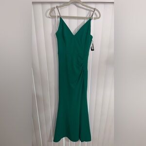 Xscape Teal Maxi Dress with Chain Straps